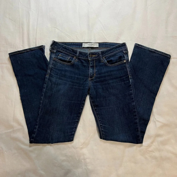 Abercrombie & Fitch Dark Wash Mid-Rise Straight Leg Denim Jeans | Size 4 - Picture 1 of 8